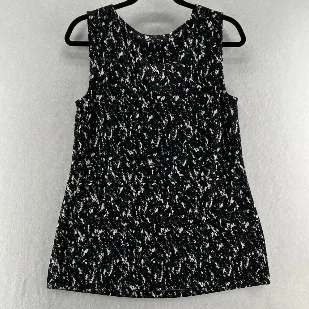 89TH & MADISON Tank Womens Sz M Printed Draped Sleeveless Stretch Jersey Black - Picture 4 of 10